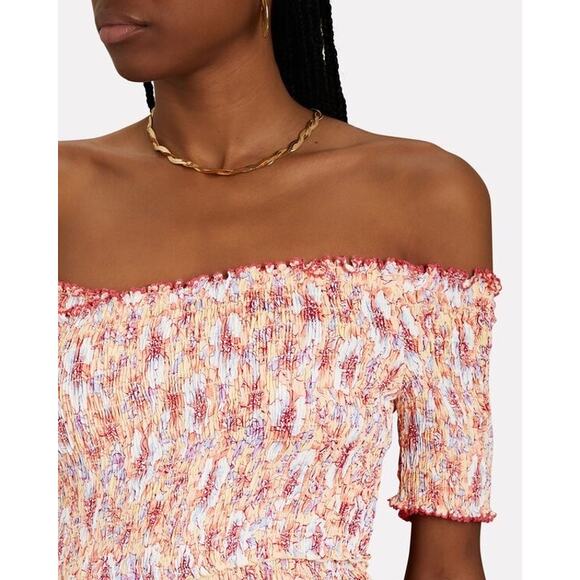 POUPETTE ST BARTH Soledad Off-The-Shoulder Floral Mini Dress Size XS - Picture 4 of 6